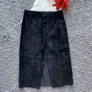 Reitmans Black Suede Midi Skirt